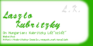 laszlo kubritzky business card